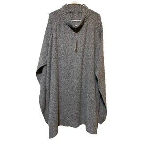 NWT Super Soft Grey Knit Pullover Mock Neck Poncho Sweater - L/XL